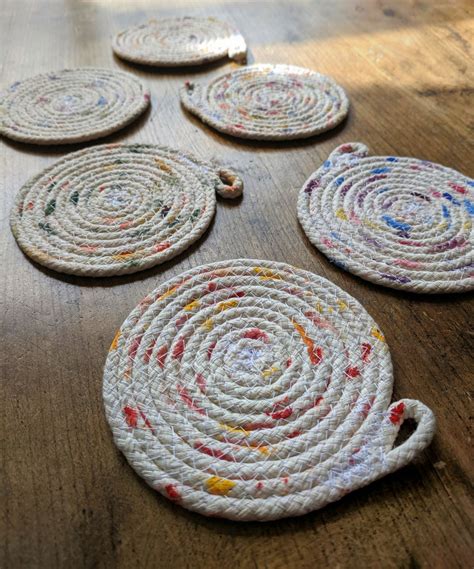 DIY coiled rope coasters | Tutorial | Coiled fabric basket, Diy rope ...