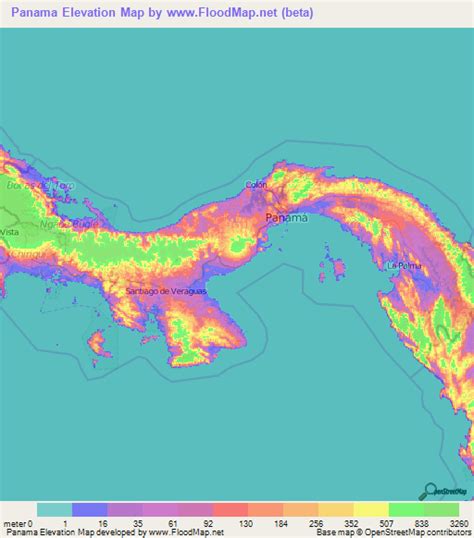 Panama Elevation and Elevation Maps of Cities, Topographic Map Contour