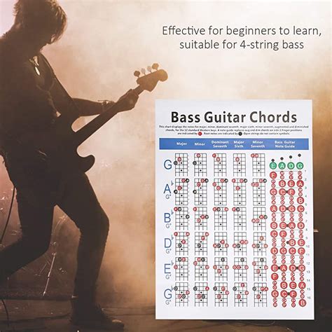 Rdeghly Bass Guitar Chords Chart 4-String Beginner Finger Practice ...