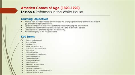 4.4 Reformers in the White House - ppt download