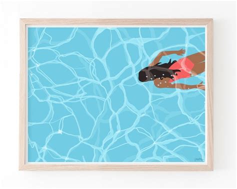 Woman Swimming. Pool Water Art Print. Signed. Available Framed | Etsy