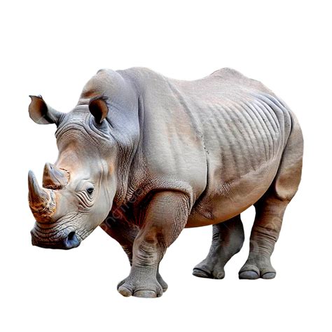 Portrairt Front View Rhino Isolated On White Background, Rhino, Animal ...