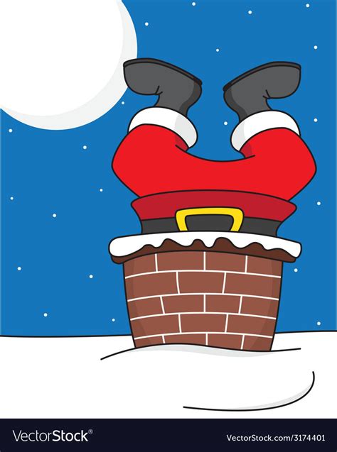 Santa claus comes down chimney Royalty Free Vector Image