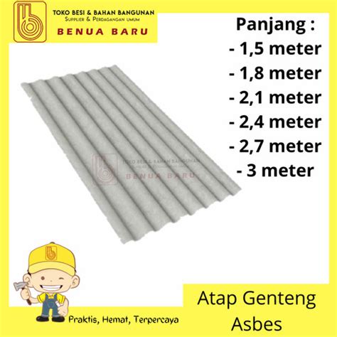 Jual Atap Genteng Asbes / Atap Asbes Gelombang 1.5 m 1.8 m 2.1 m 2.4 m ...