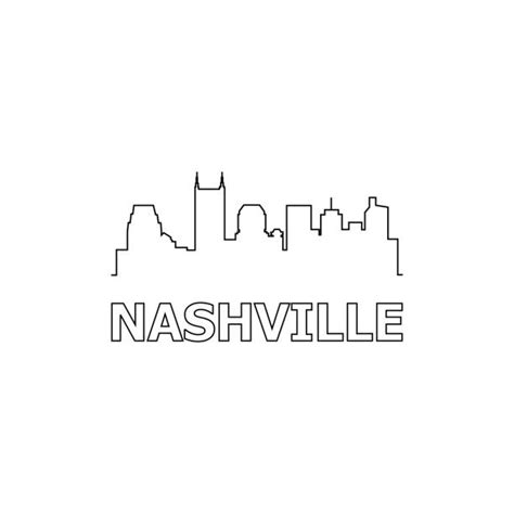 Nashville Skyline Black And White Outline Clipart