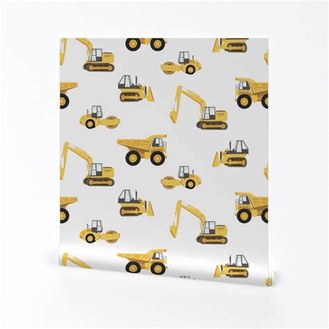 Truck Wallpaper large Construction Trucks Yellow by Littlearrowdesign ...