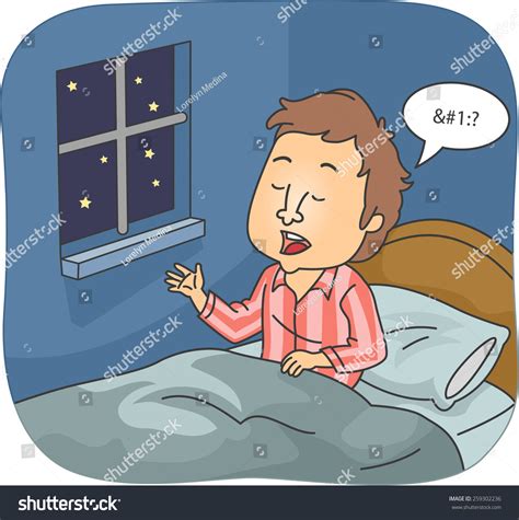 Illustration Man Muttering Words While Asleep Stock Vector (Royalty ...