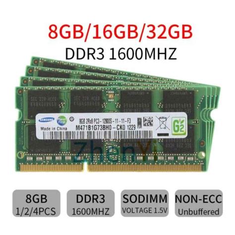 Samsung 32GB 16GB 8GB DDR3 1600MHz PC3-12800 204Pin SODIMM Laptop ...