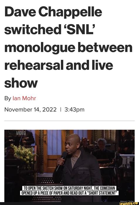 Dave Chappelle switched 'SNL' monologue between rehearsal and live show ...