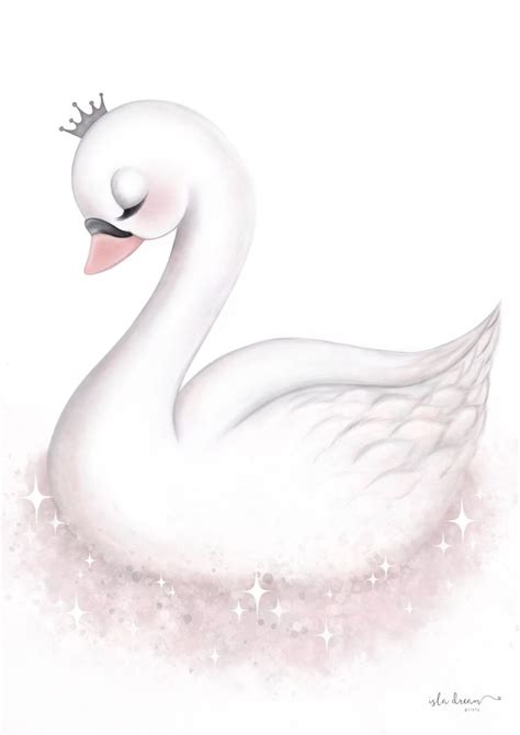 Isla Dream Prints | Angel The Swan Wall Print | Baby animal drawings ...