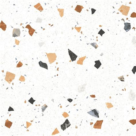 Trend White Terrazzo Multicolour Matt 60cm x 60cm Wall & Floor Tile