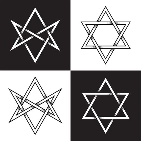 Premium Vector | Hexagram set classic and unicursal hand drawn dot work ...