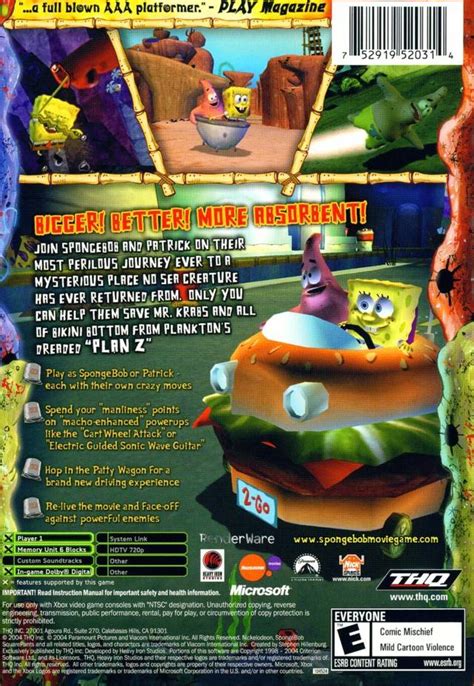 SpongeBob SquarePants Movie, The boxarts for Microsoft Xbox - The Video ...