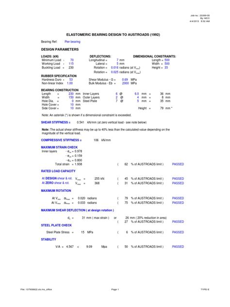 Bridge Bearing Design | PDF