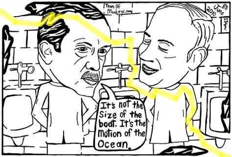 Maze cartoon of Netanyahu and Erdogan in the mens room. As they size ...