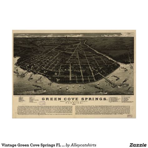 Vintage Green Cove Springs FL Pictorial Map (1885) Poster | Zazzle ...