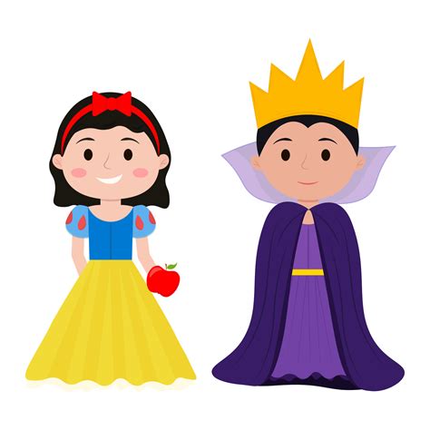 Cute fairytale princess snow white and evil queen 22176659 Vector Art ...