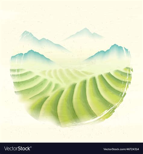 Chinese ink painting of landscape Royalty Free Vector Image