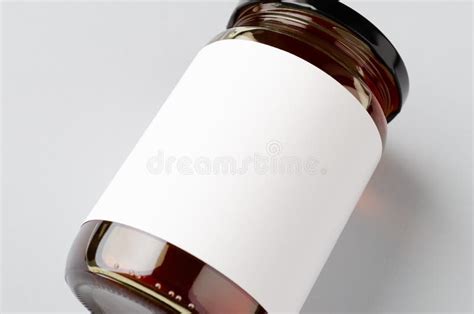 Honey Jar Mockup with Blank Label. Closeup Stock Image - Image of ...