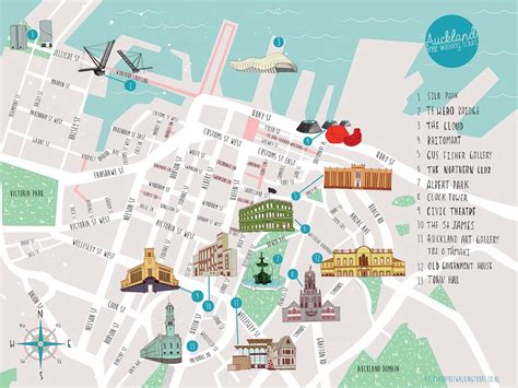 Auckland walking tour map - Auckland city walks map (New Zealand)