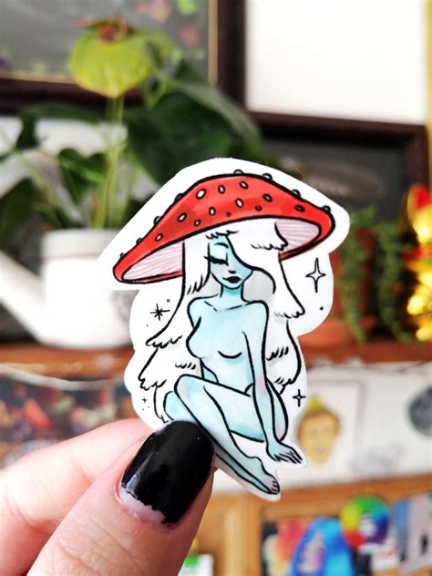 Mushroom Girl Vinyl Sticker Kawaii Mushroom Sticker Vinyl | Etsy