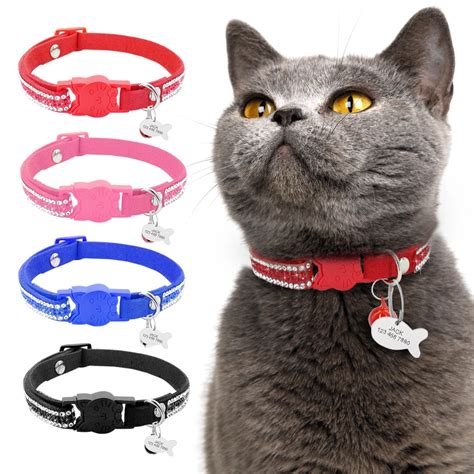 Kitten Cat Name Collar Quick Release Pet Cat Safety Collars With Bell ...