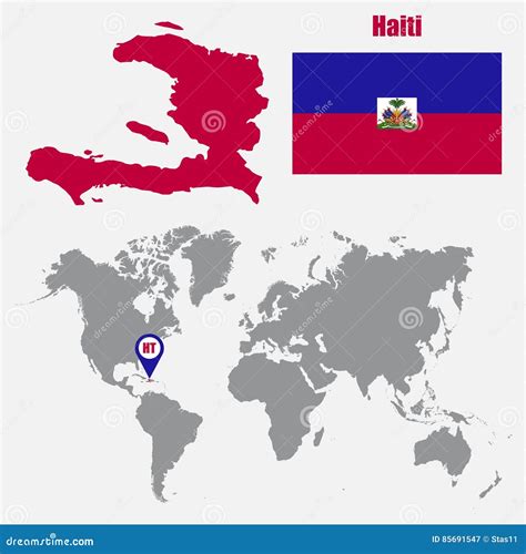 Mapa De Haiti Em Um Mapa Do Mundo Com O Ponteiro Da Bandeira E Do Mapa ...