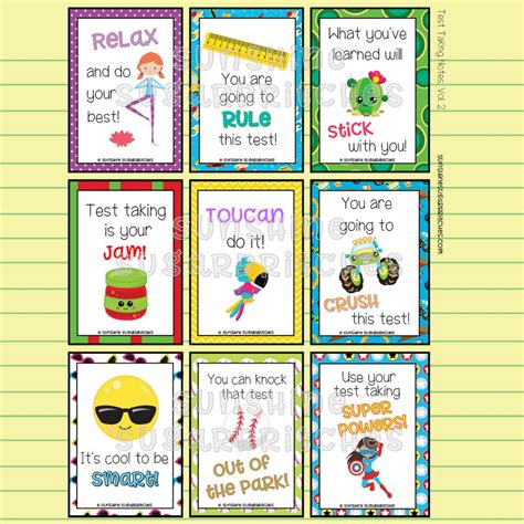 Test Taking Notes Vol. 1 & 2 Encouragement 18 Designs 6 Blank PRINTABLE ...