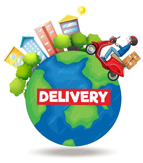 Free Vector | Delivery logo with bike man or courier riding on the earth