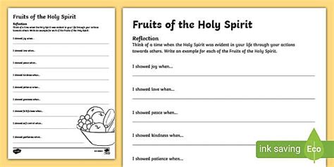 The Fruits of the Holy Spirit Worksheets (teacher made)