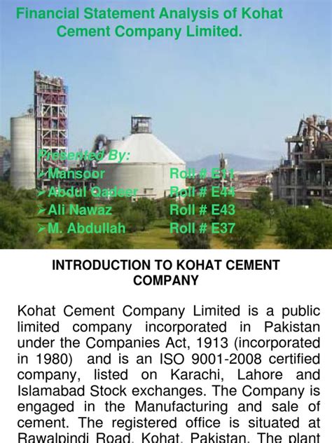 Financial Statement Analysis of Kohat Cement Company Limited | PDF ...