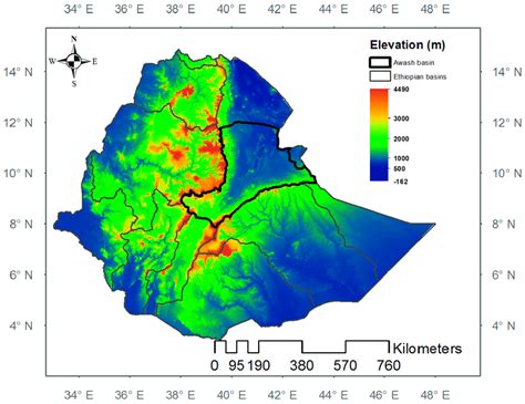 Location and elevation of Awash basin among the Ethiopian river basins ...