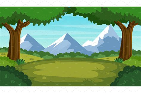 Cartoon forest background, | Illustrations ~ Creative Market