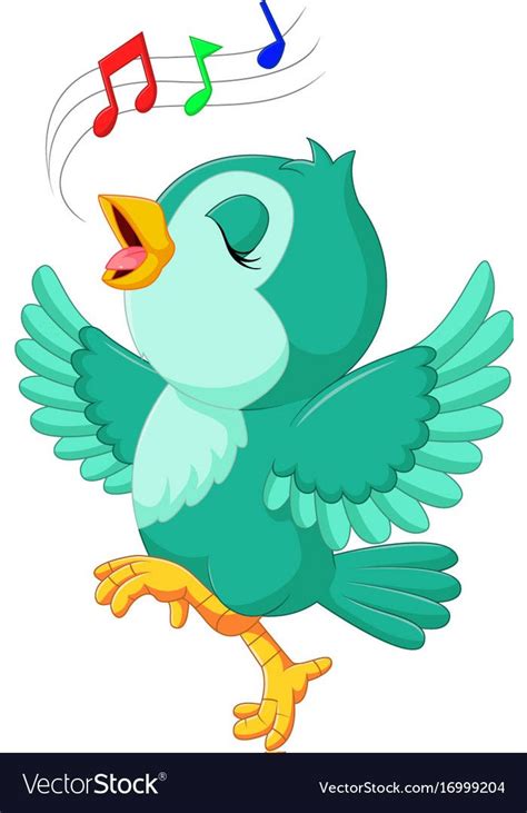 Cute bird singing vector image on VectorStock | Cartoon clip art ...