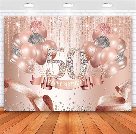 Buy Sensfun Happy 50th Birthday Backdrop Rose Gold Diamonds Fabulous ...