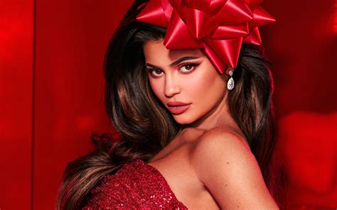 Download wallpapers Kylie Jenner, 4k, red dress, american celebrity ...