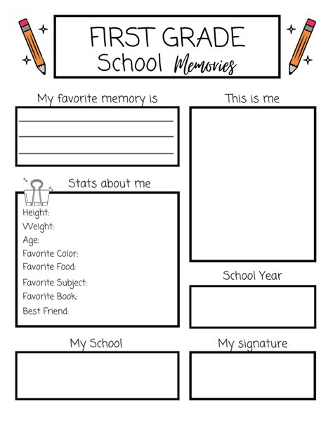 Homeschool Memory Book PreK to Twelfth (PreK-12) Grade Printable PDF ...