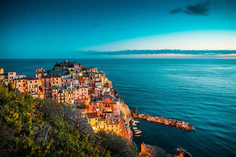 Beautiful Manarola at Night, Cinque Terre, Italy Free Stock Photo ...