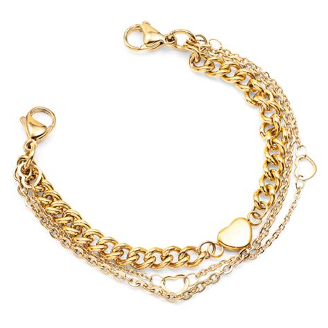 Gold Medical Alert Bracelet with Heart Charms