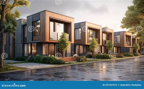 Modern Modular Private Townhouses. Residential Minimalist Architecture ...