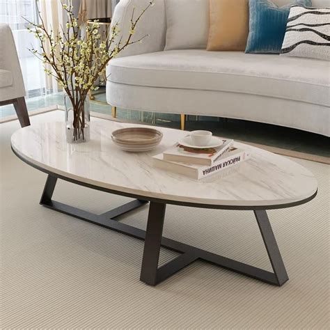 Oval Marble Coffee Table Top | Gold | Black | Coffee table design ...