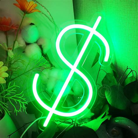 Amazon.com : SYLHOME Dollar $ LED Neon Light Sign Money Home Bedroom ...