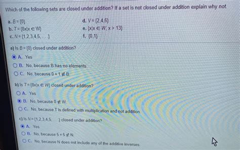 Solved Which of the following sets are closed under | Chegg.com