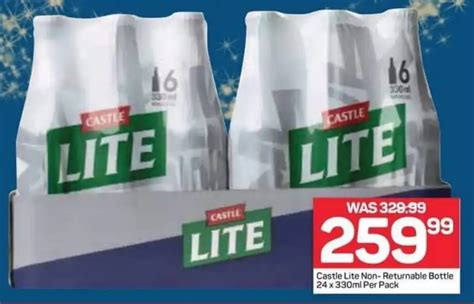 Castle Lite Non-Returnable Bottle 24 x 330ml Per Pack offer at Pick n Pay