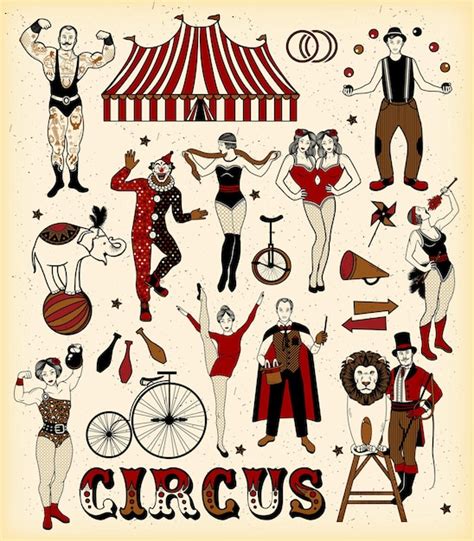 Premium Vector | Circus characters set