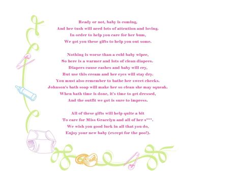 Baby Shower Gift Basket Poem- Attach this cute poem to a baby shower ...