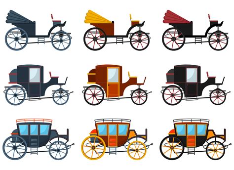 Retro carriage vector design illustration set isolated on white ...