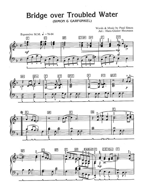 BRIDGE OVER TROUBLED WATER Easy Piano Sheet music | Easy Sheet Music