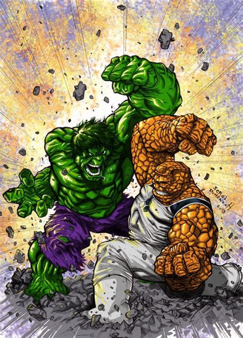 #Hulk #Fan #Art. (Hulk vs the Thing) By: Sergi Domenectt. ÅWESOMENESS ...