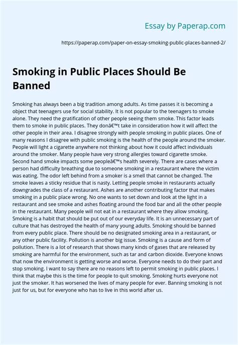 Smoking in Public Places Should Be Banned Free Essay Example